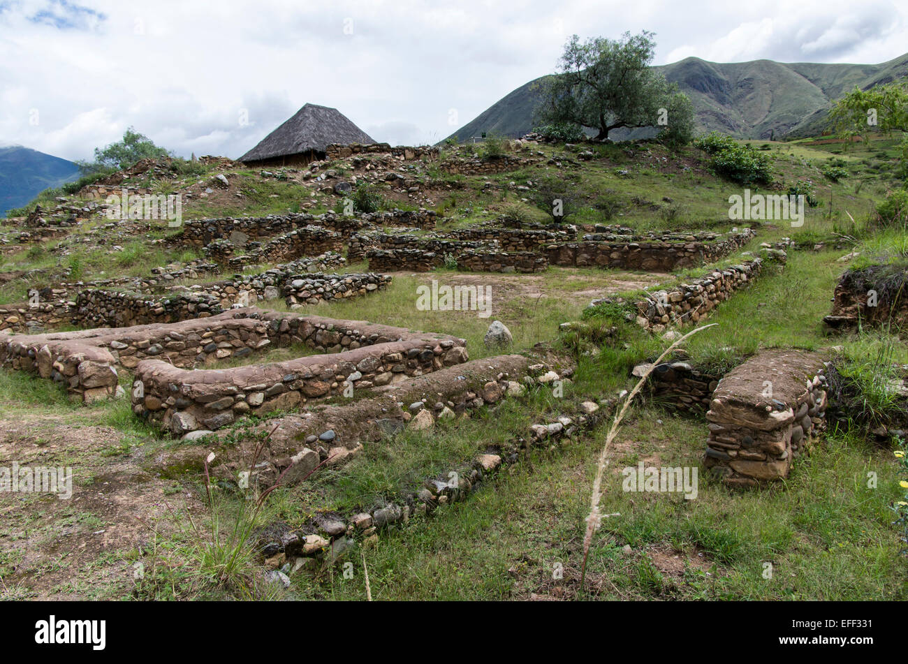 Archäologische Stätte von kotosh (2300-1200 V.chr.). huánuco Abteilung. Peru. Stockfoto
