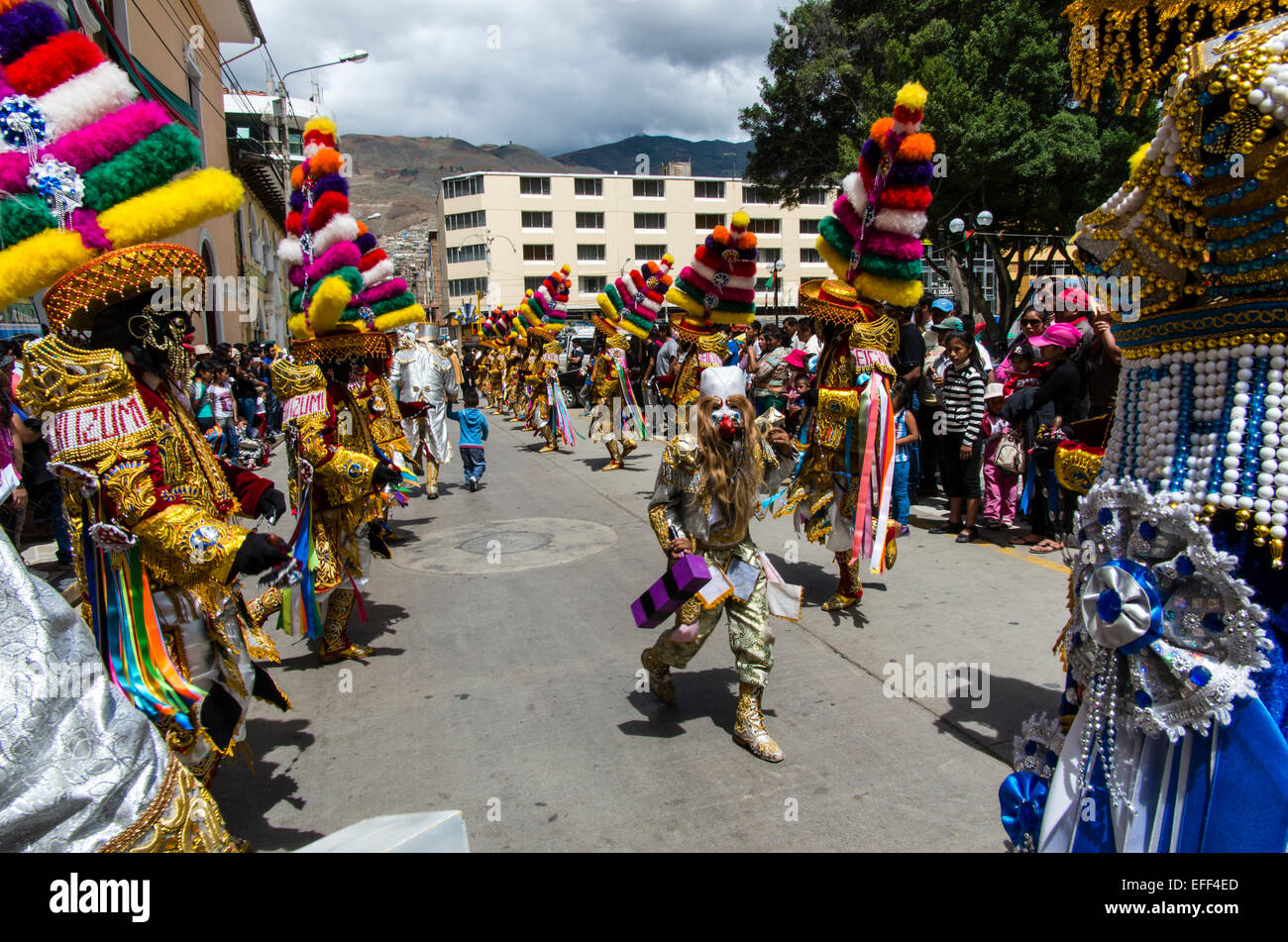 Negritos folk Parade in huánuco. Peru. Stockfoto