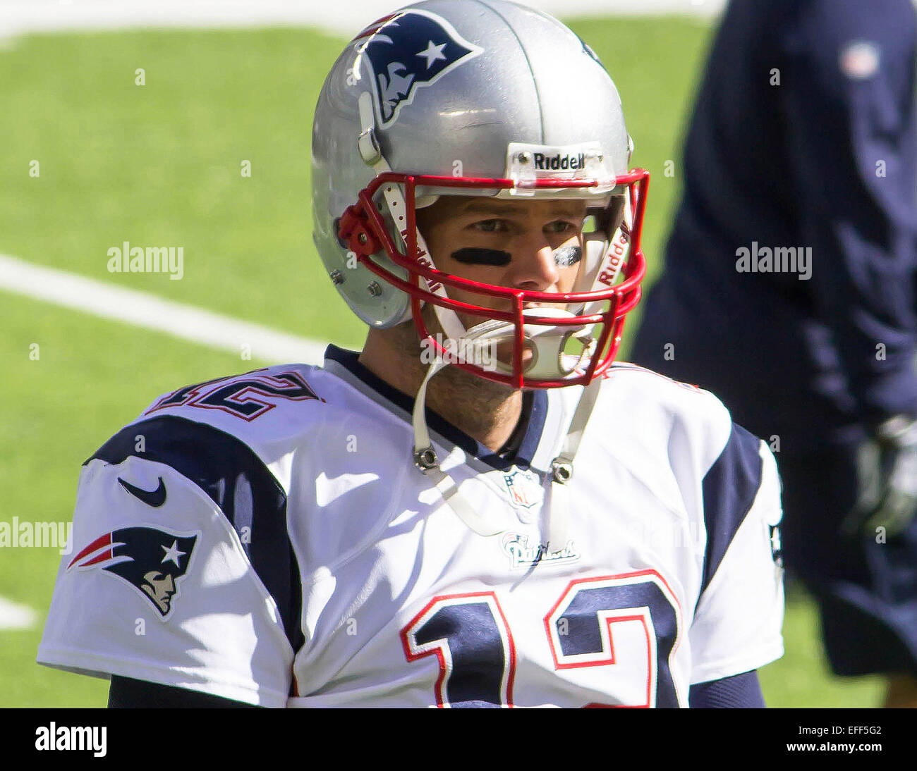 New England Patriots quarterback Tom Brady während der Pre-game Warm-ups MetLife Stadium New Jersey USA am Oktober 2013 Stockfoto