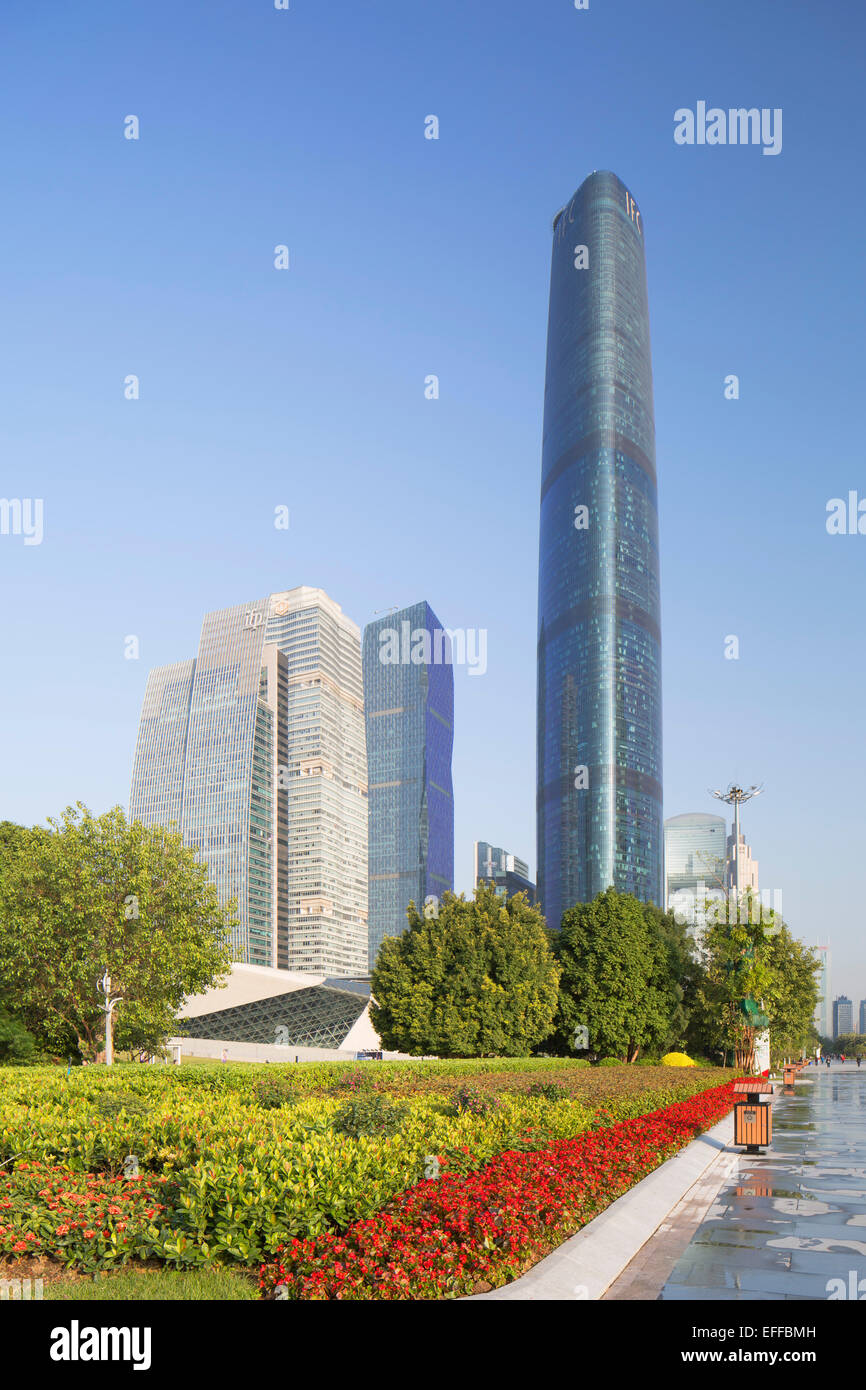 International Finance Centre und Wolkenkratzer in Zhujiang New Town, Tianhe, Guangzhou, Guangdong, China Stockfoto