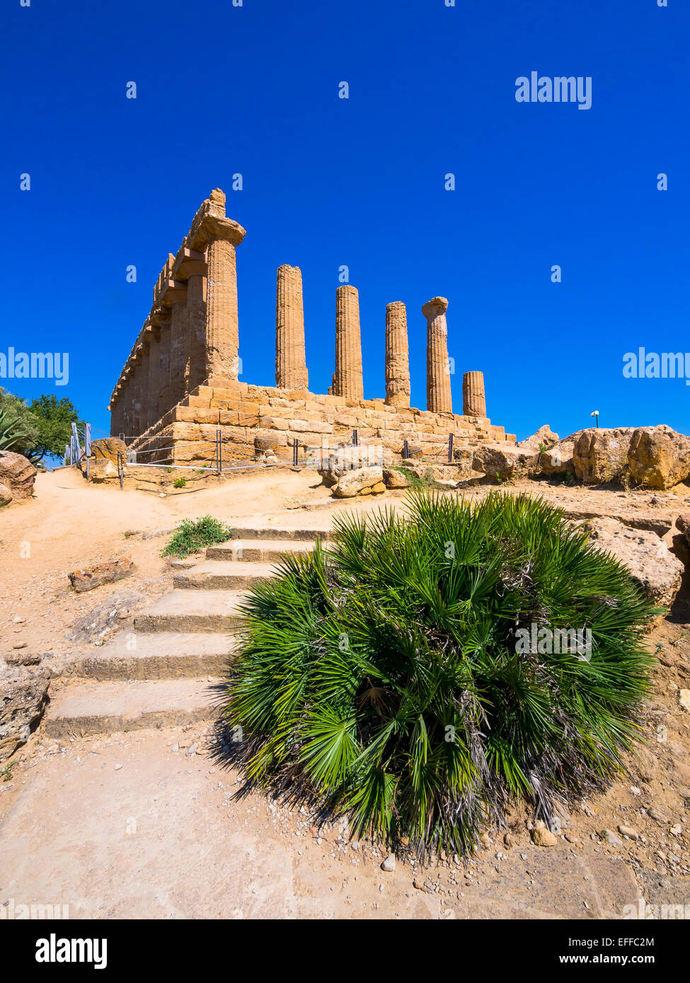 Italien, Sizilien, Akragas, Blick zum Tempel der Hera Tempel D, im Tal der Tempel Stockfoto