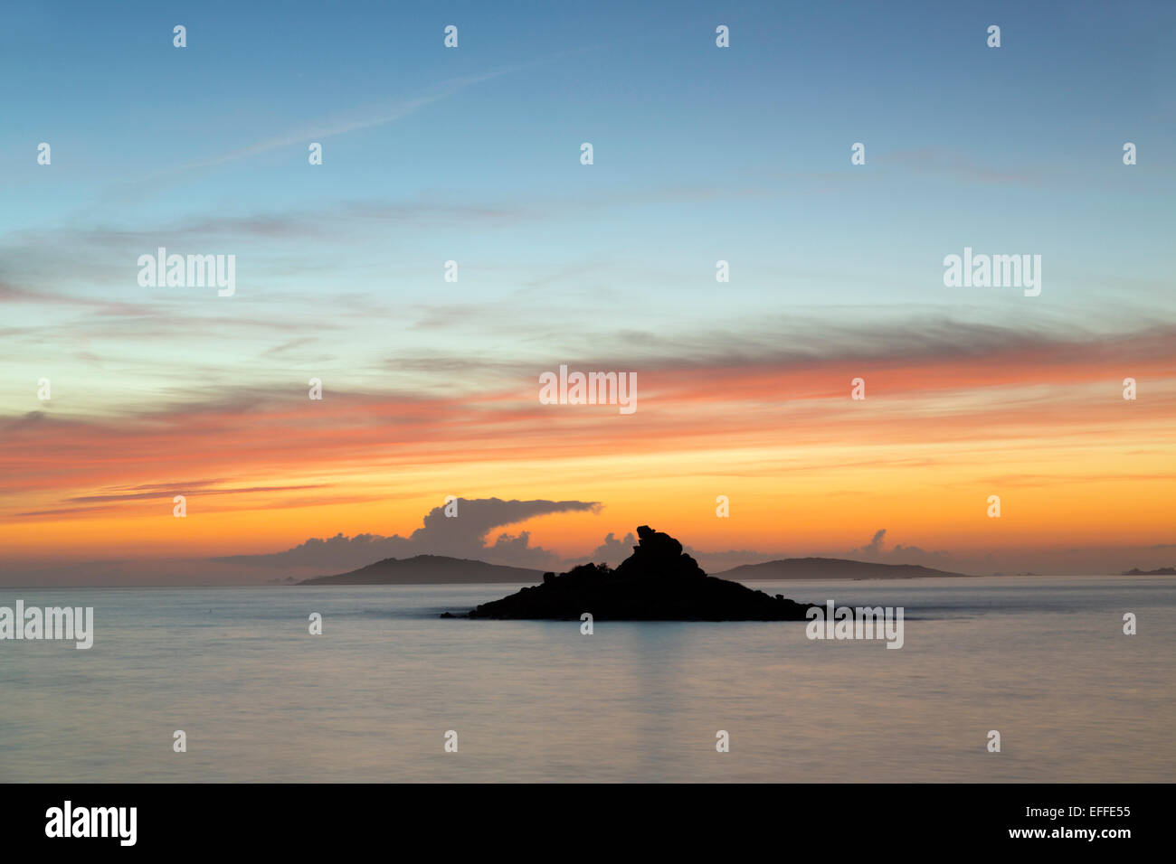 Sonnenuntergang über Samson von Str. Marys Isles of Scilly; UK Stockfoto