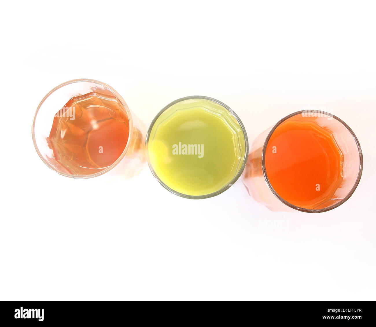 drei Gläser mit Saft Stockfoto