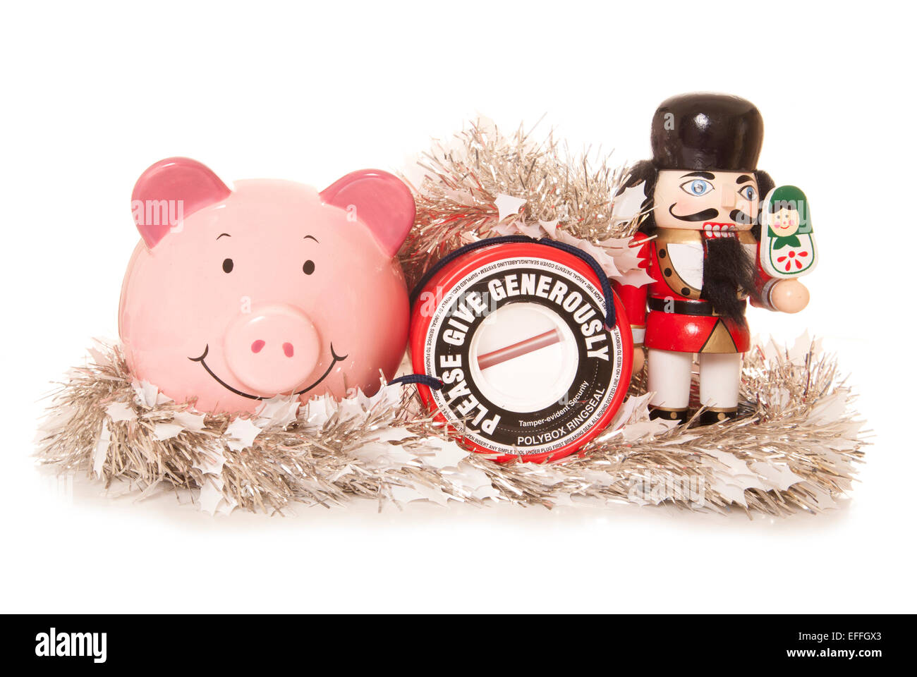 Bitte geben Sie großzügig für wohltätige Zwecke an Weihnachten Ausschnitt Stockfoto