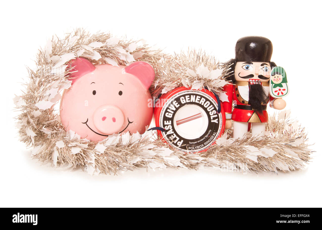 Bitte geben Sie großzügig für wohltätige Zwecke an Weihnachten Ausschnitt Stockfoto