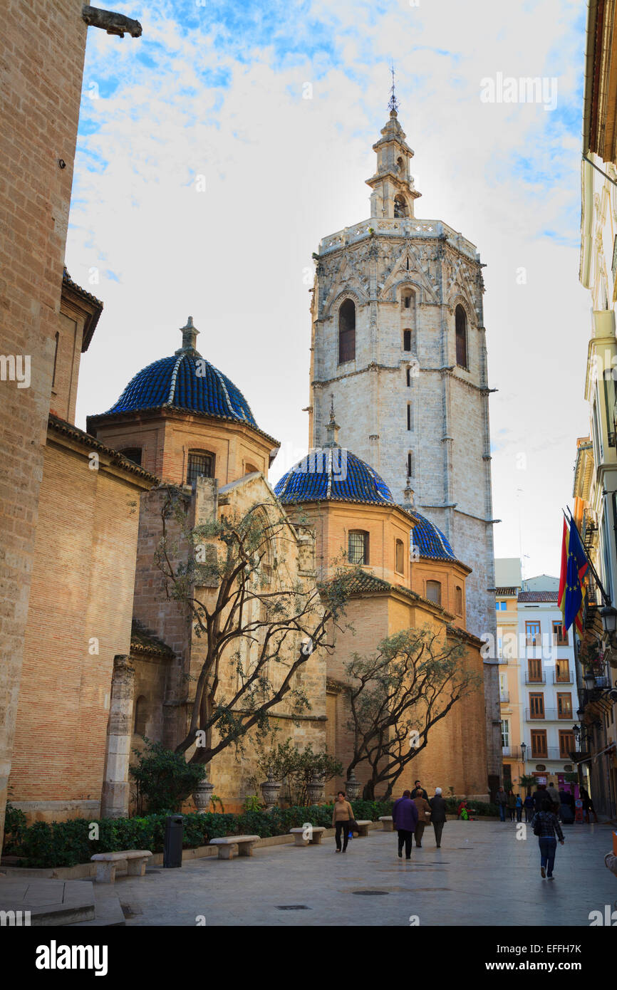 Der Miguelete Turm der Kathedrale Valencia, Spanien Stockfoto