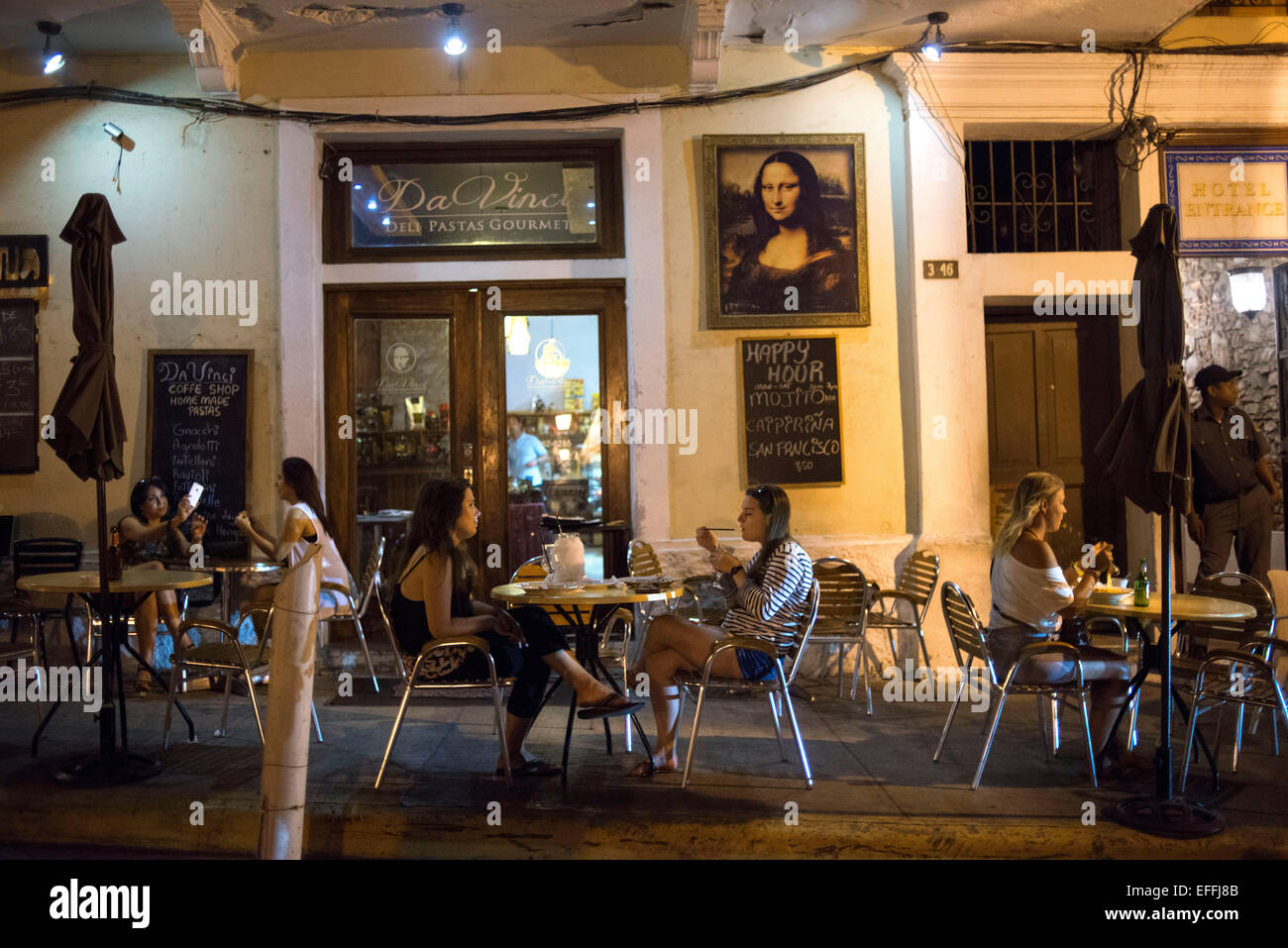 Italienisch Restaurant Da Vinci in der alten Stadt Panama-Stadt. San Filipe Bezirk von Casco Viejo, UNESCO-Weltkulturerbe, Panama-Stadt Stockfoto