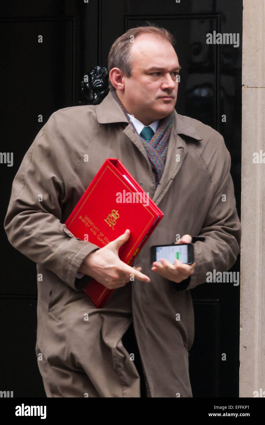 London, UK. 3. Februar 2015. Mitglieder des Kabinetts sammeln für ihre wöchentlichen Treffen in der Downing Street. Im Bild: Edward Davey, Secretary Of State for Energy and Climate Change Credit: Paul Davey/Alamy Live-Nachrichten Stockfoto