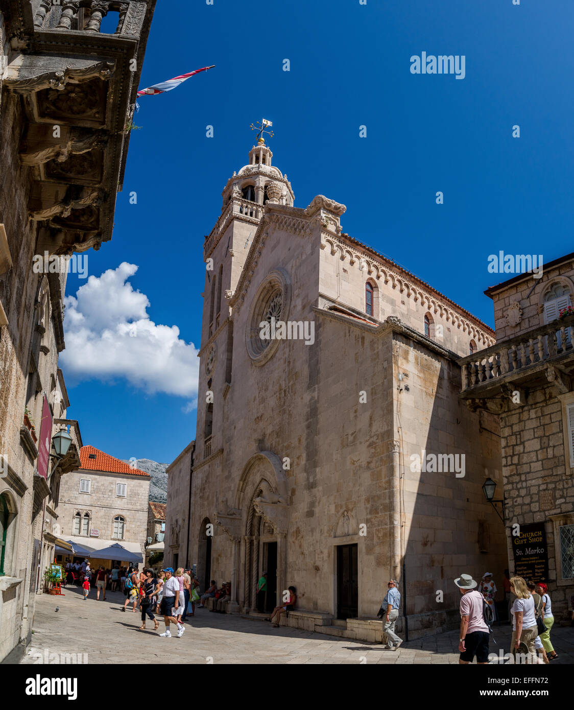 St.-Markus-Kathedrale in der Stadt Korčula. Kroatien. Stockfoto