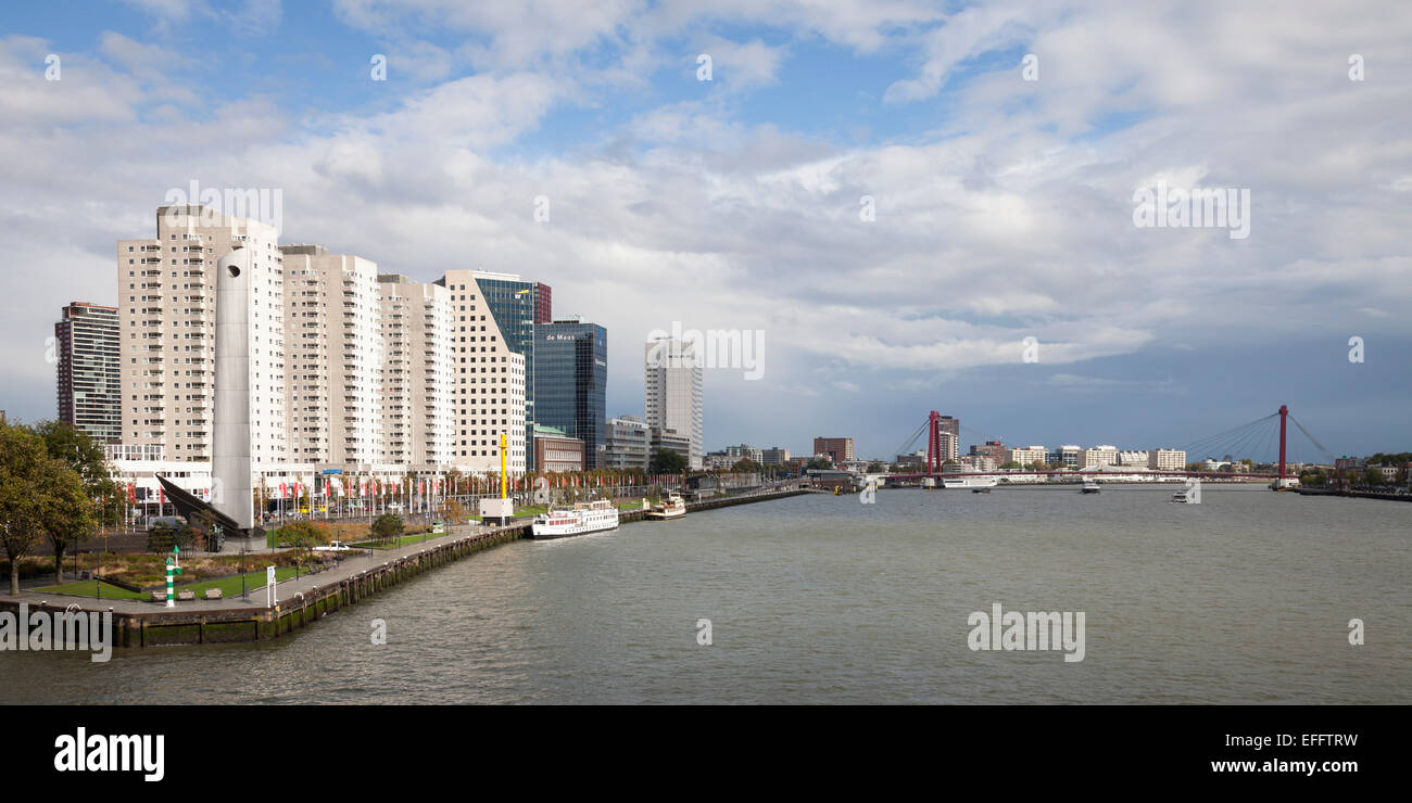 Niederlande, Rotterdam, Boompjes Quay, Nieuwe Maas Fluss Stockfoto