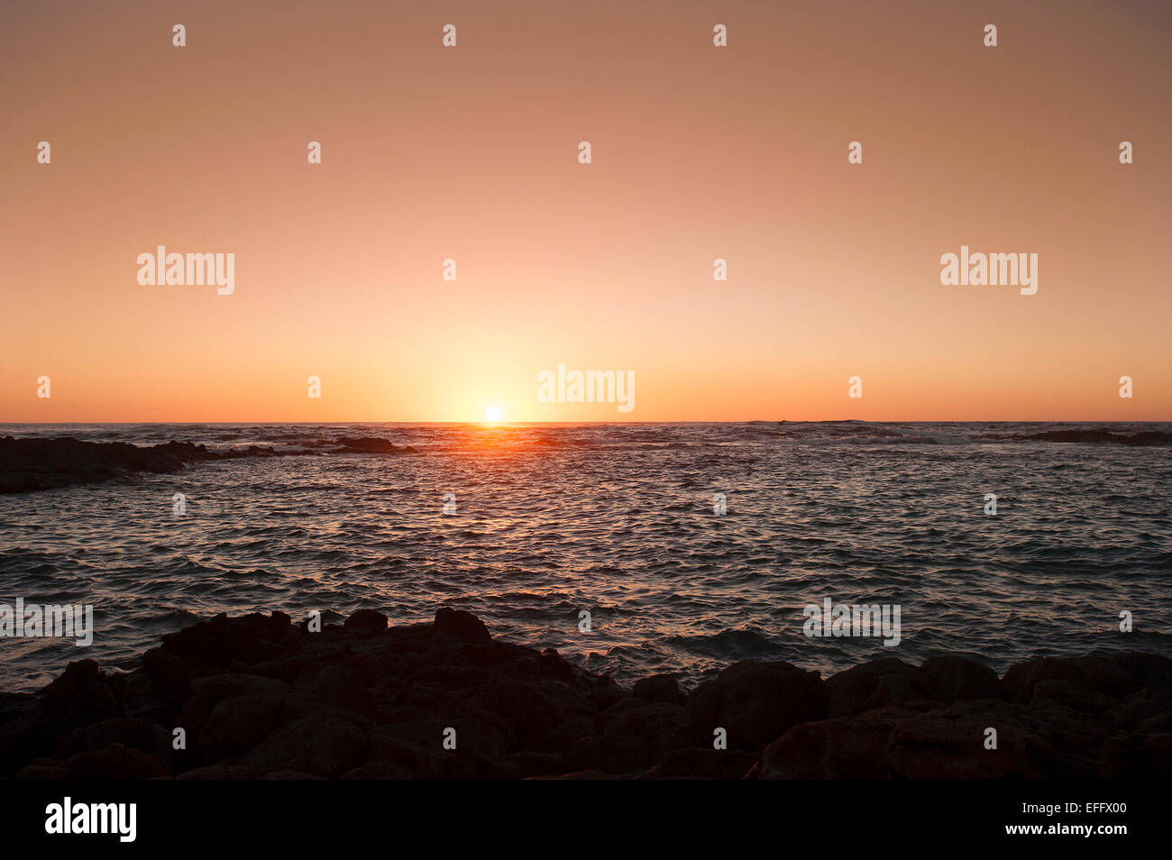 Sonnenuntergang, El Cotillo, Fuerteventura, Kanarische Inseln, Spanien Stockfoto