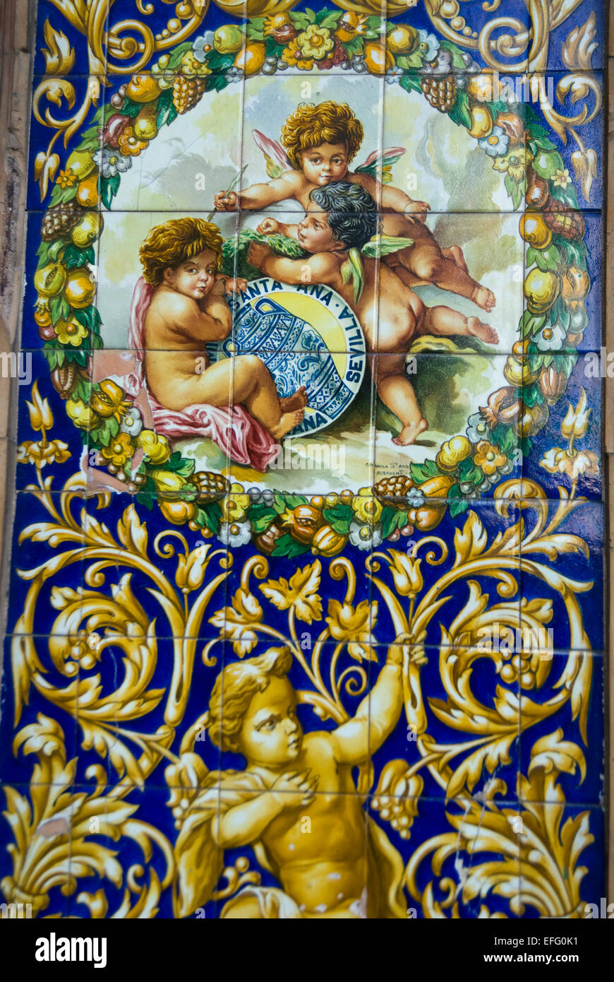Wandkunst, Keramikfliesen, Sevilla, Spanien Stockfoto