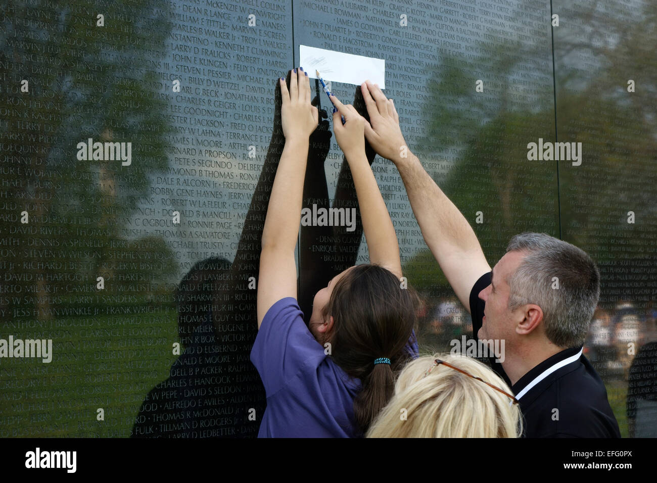 Vietnam Veterans Memorial Wall, Washington DC, Vereinigte Staaten von Amerika Stockfoto