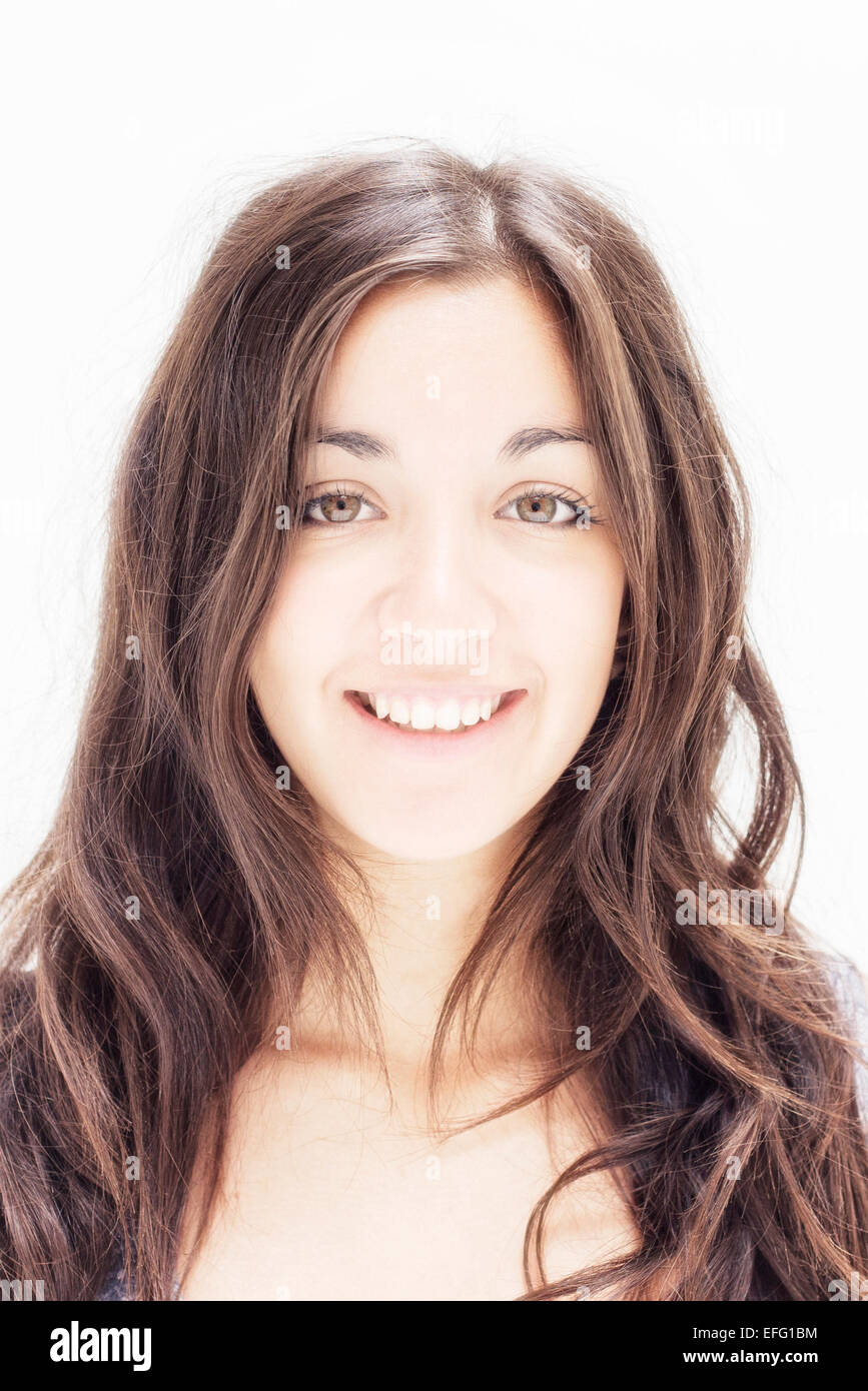 Porträt von Teenager-Mädchen mit weißem Hintergrund Stockfoto