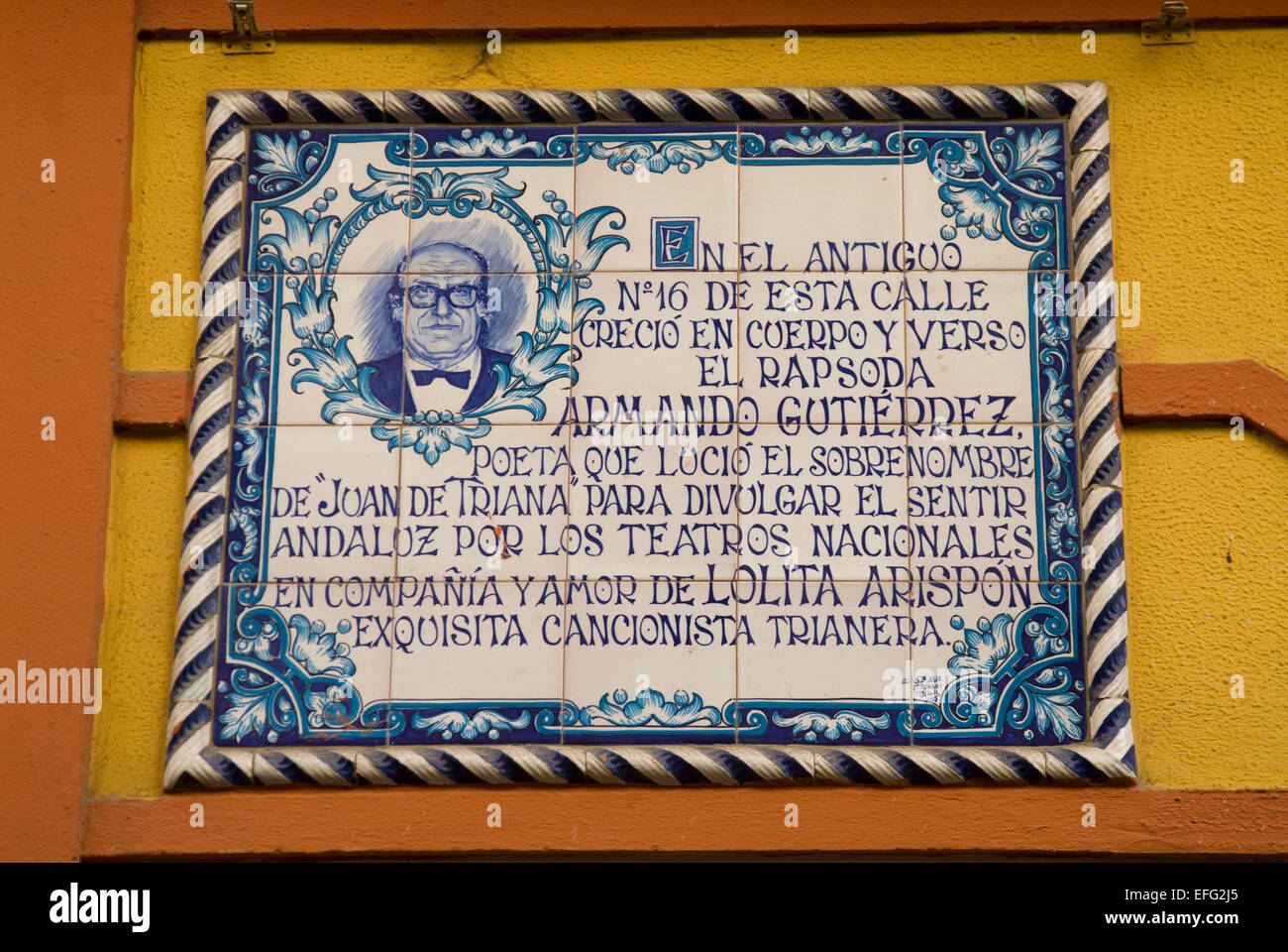In Speicher, keramische Wandkunst, Fliesen Sevilla, Spanien Stockfoto