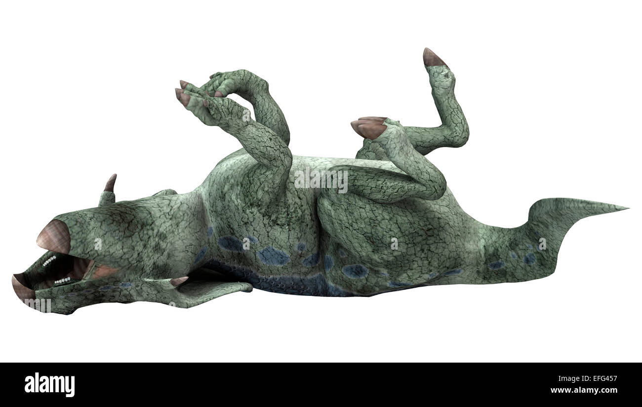 Digitale 3D Rendern von einem Toten Dinosaurier Protoceratops isoliert auf weißem Hintergrund Stockfoto