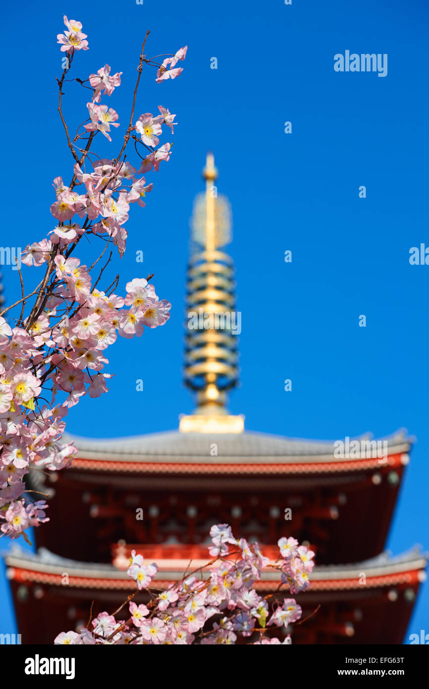 Fünfstöckige Pgoda der Senso-Ji Tempel in Asakusa, Tokio, Japan Stockfoto