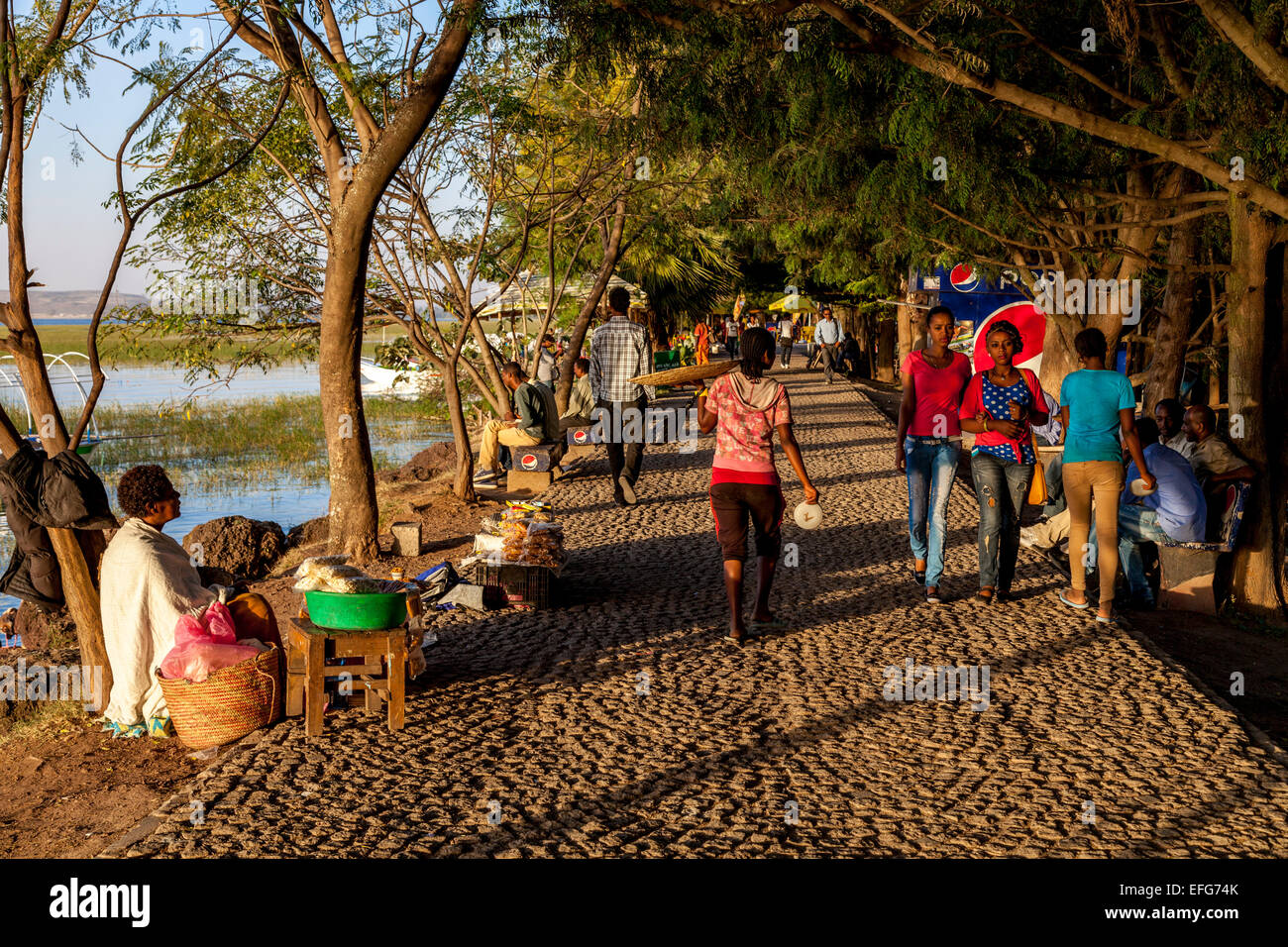 Lakeside Weg, See Hawassa Hawassa, Äthiopien Stockfoto