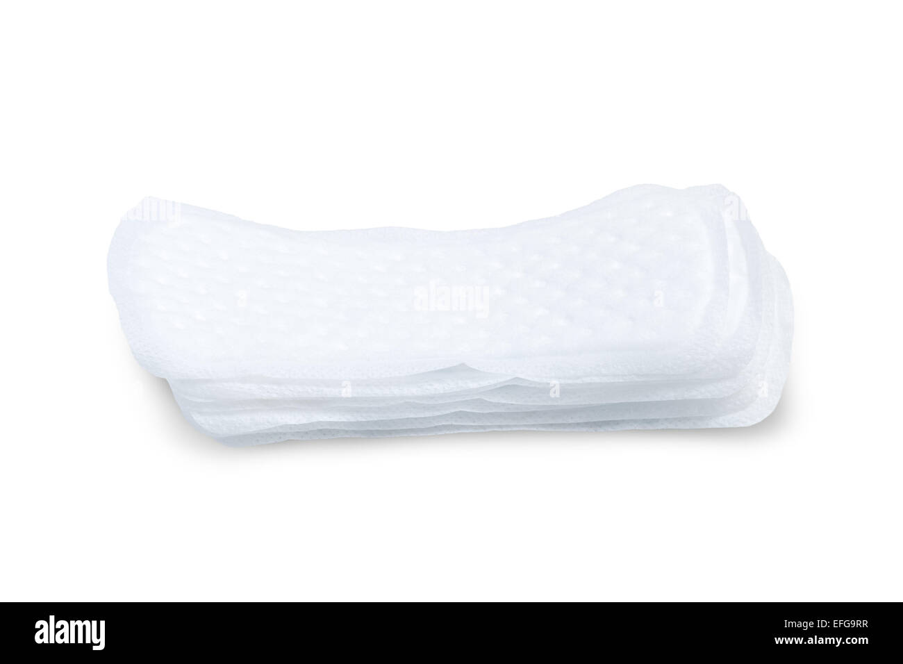 Stapel von Damenbinden (oder Handtücher oder Pads) isoliert auf weißem Hintergrund Stockfoto