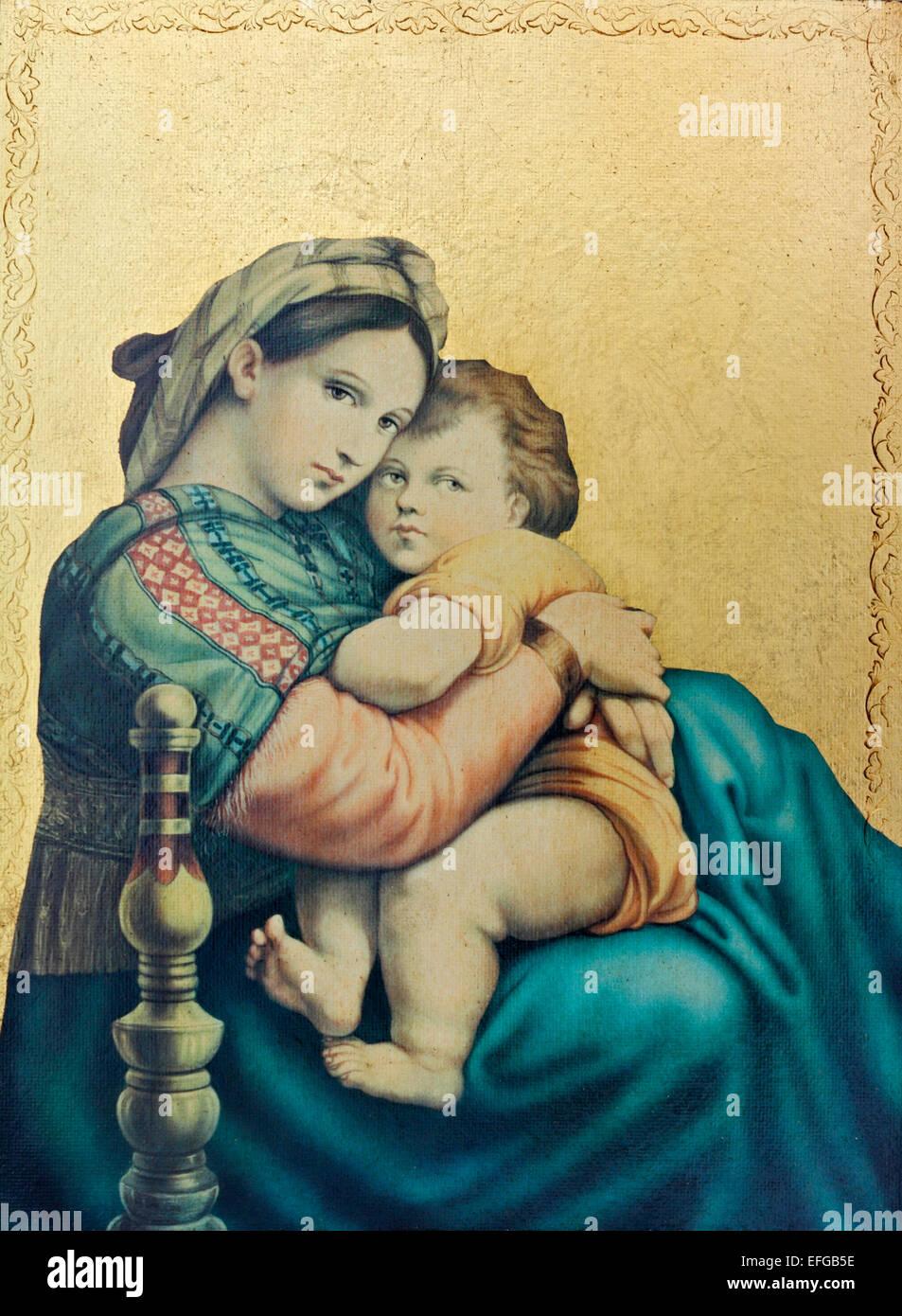 Unsere Dame und Kind Ikone Malerei Kunstwerk christentum religiöser Symbolismus Stockfoto