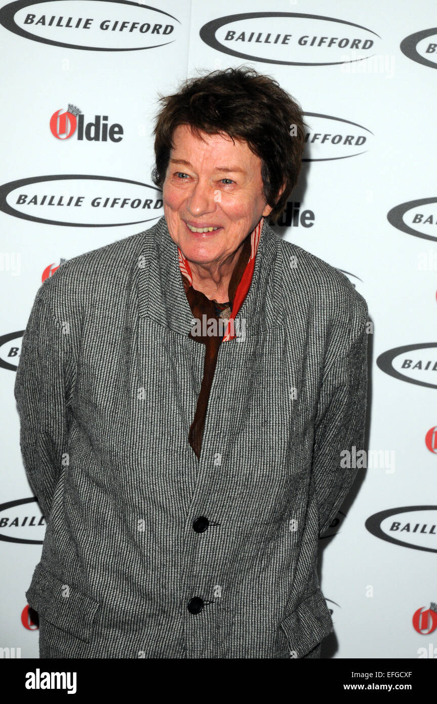 London, UK, 03 Februar 2015 Bridget Riley besucht Oldie des Jahres Award Mittagessen statt, bei der Simpson-in-the-Strand-Credit: JOHNNY ARMSTEAD/Alamy Live News Stockfoto