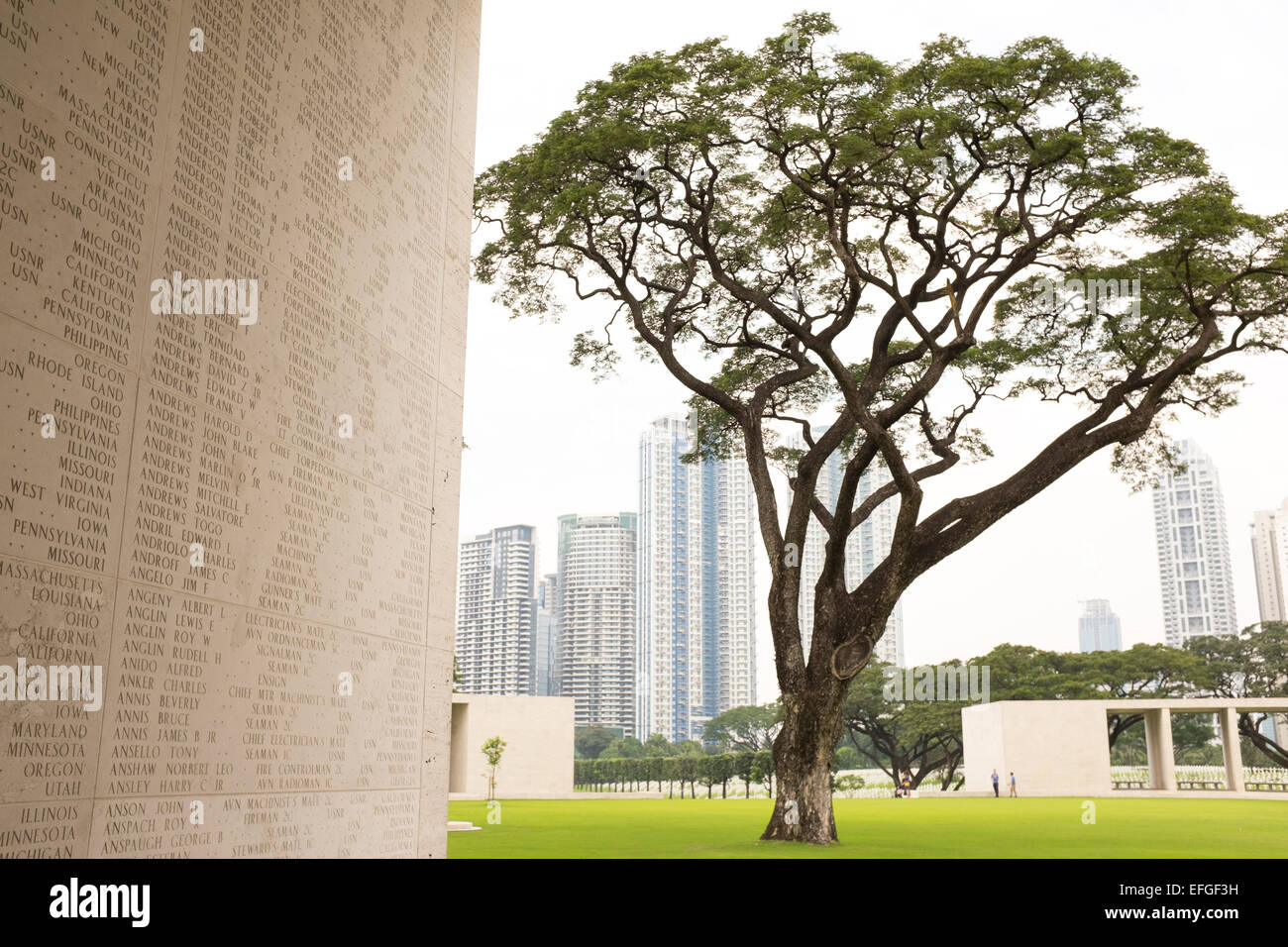 Die Manila American Cemetery und Memorial befindet sich in Fort Bonifacio, Metro Manila. Stockfoto