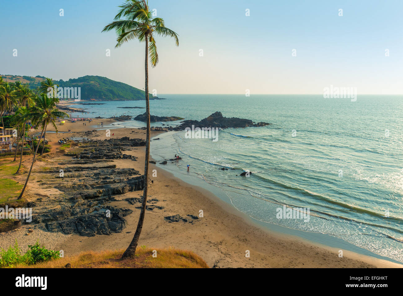 Draufsicht von Vagator Beach in Nord-Goa Stockfoto