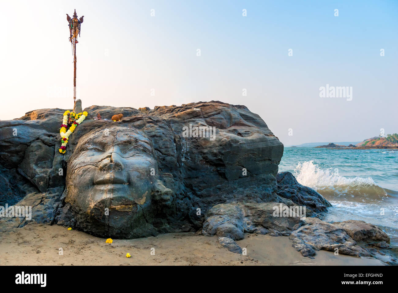 Attraktionen Vagator Beach in North Goa Gesicht Shivas Stockfoto