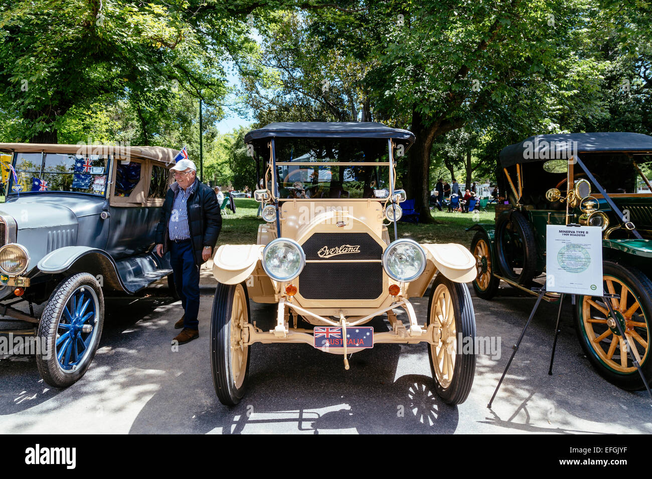 Oldtimer auf Display, RACV Australia Day Picknick und Föderation Fahrzeug anzeigen, Kings Domain, Melbourne, Victoria, Australien Stockfoto