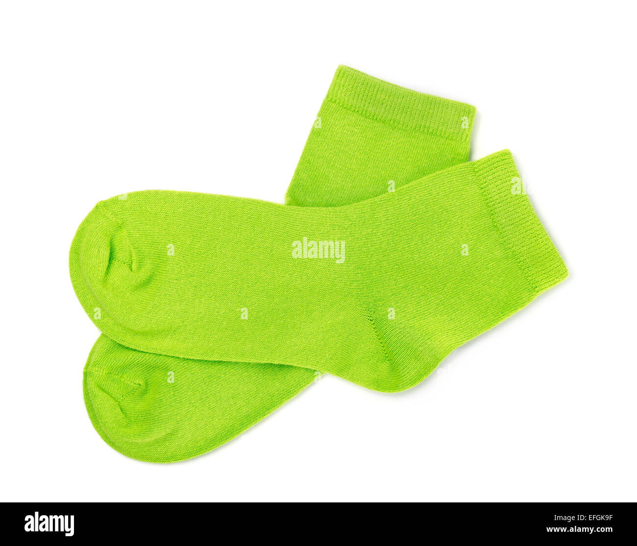 Paar grüne Baumwolle Socken isoliert auf weiss Stockfoto