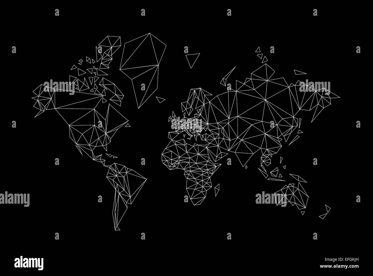 schwarze und weiße Welt Karte low-Poly-Abbildung Stockfoto