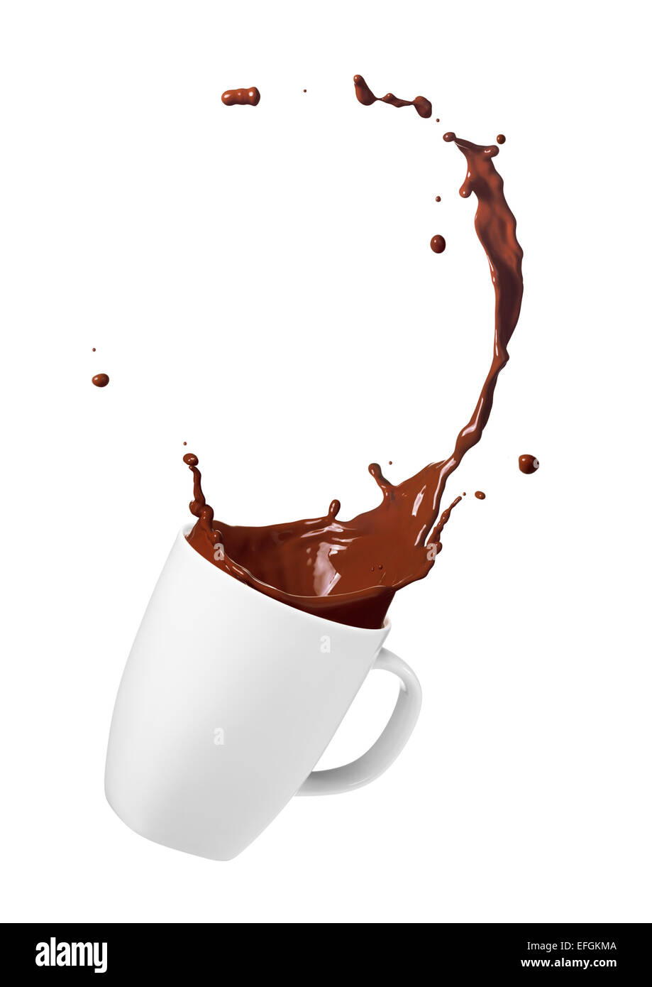 Tasse verschütten Schokoladegetränk erstellen splash Stockfoto