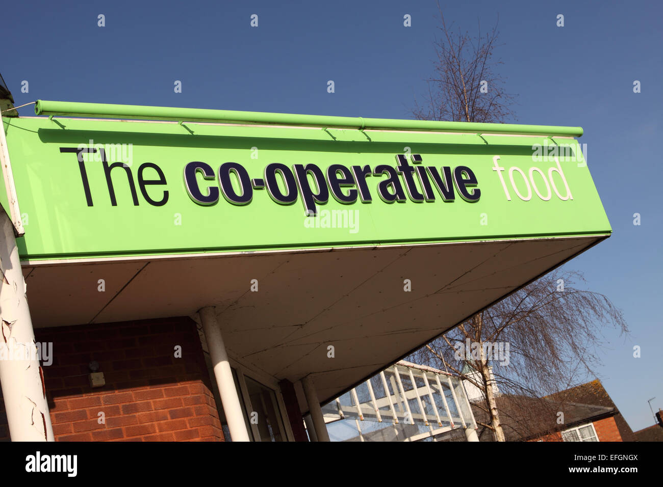Der Koop-Genossenschaft Essen Shop Supermarkt Logo Eingang in England UK Stockfoto