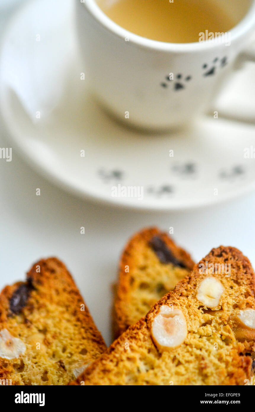 Espresso und Mandel Biscotti Stockfoto