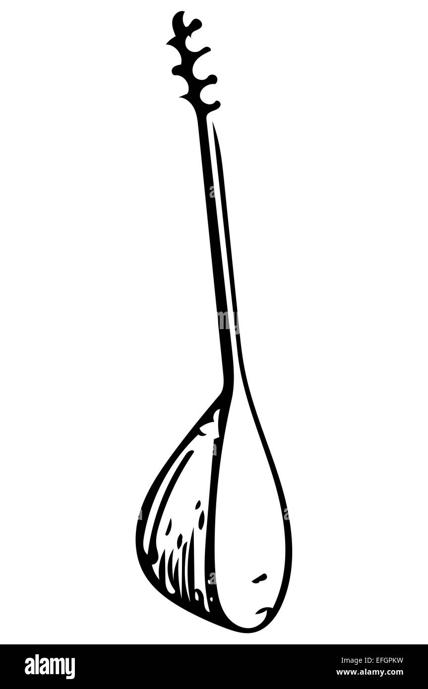 Saz Baglama türkische Musik Instrument isoliert auf weißem Hintergrund Stockfoto