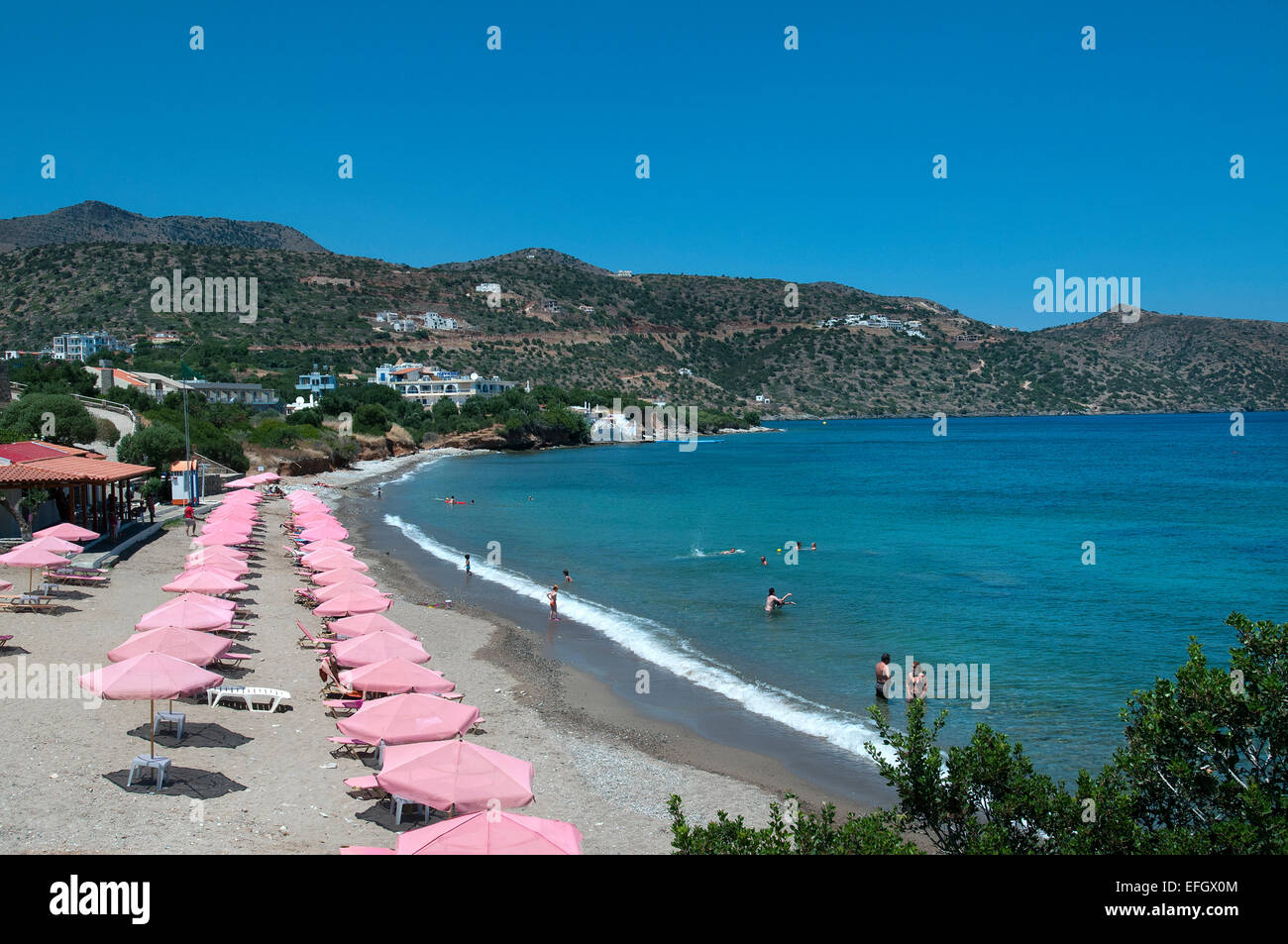 Havania Beach, Agios Nikolaos, Kreta, Griechenland Stockfoto