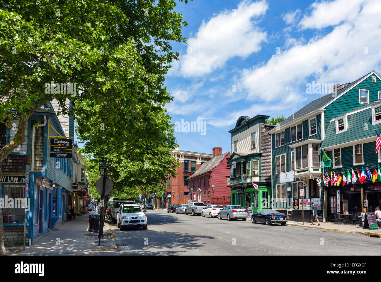 Broadway in der Innenstadt von Newport, Rhode Island, USA Stockfoto