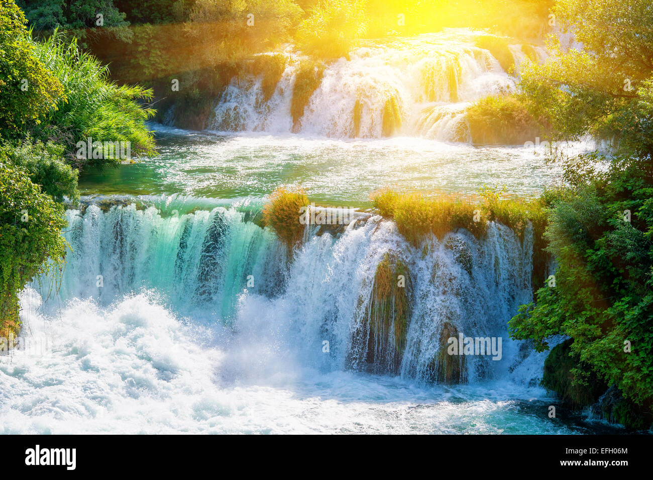Wasserfälle Krka, Nationalpark, Dalmatien, Kroatien Stockfoto