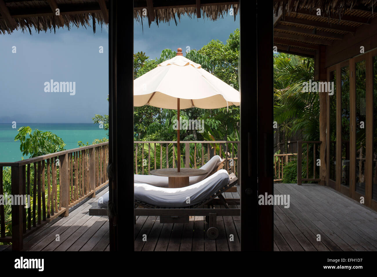 Six Senses Resort, Koh Yao Noi, Bucht von Phang Nga, Thailand, Asien. Zimmer in Fornt des Meeres. Sechs Sinne Yao Noi setzt die höchsten Stockfoto