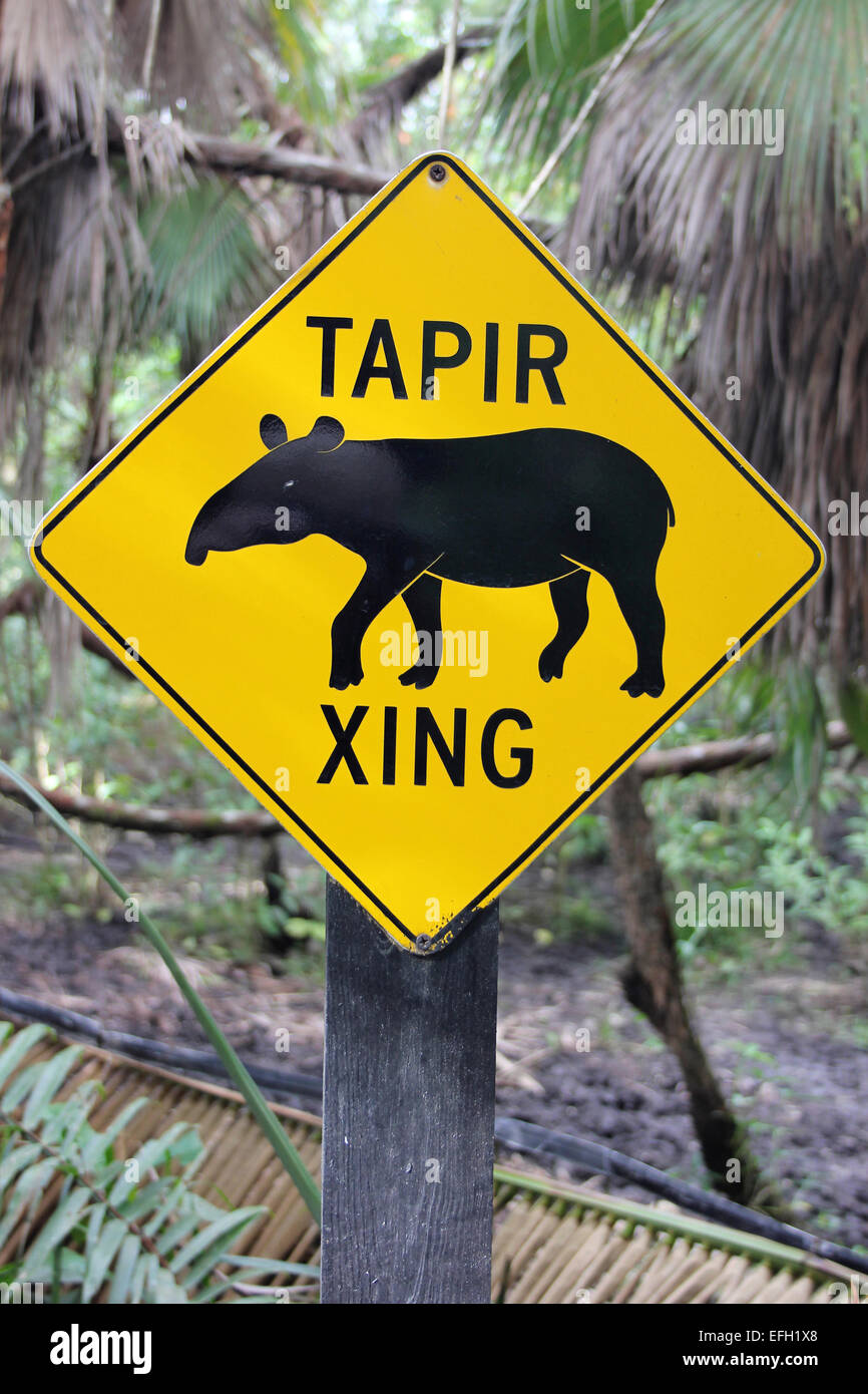 Tapir Xing Crossing Zeichen Stockfoto