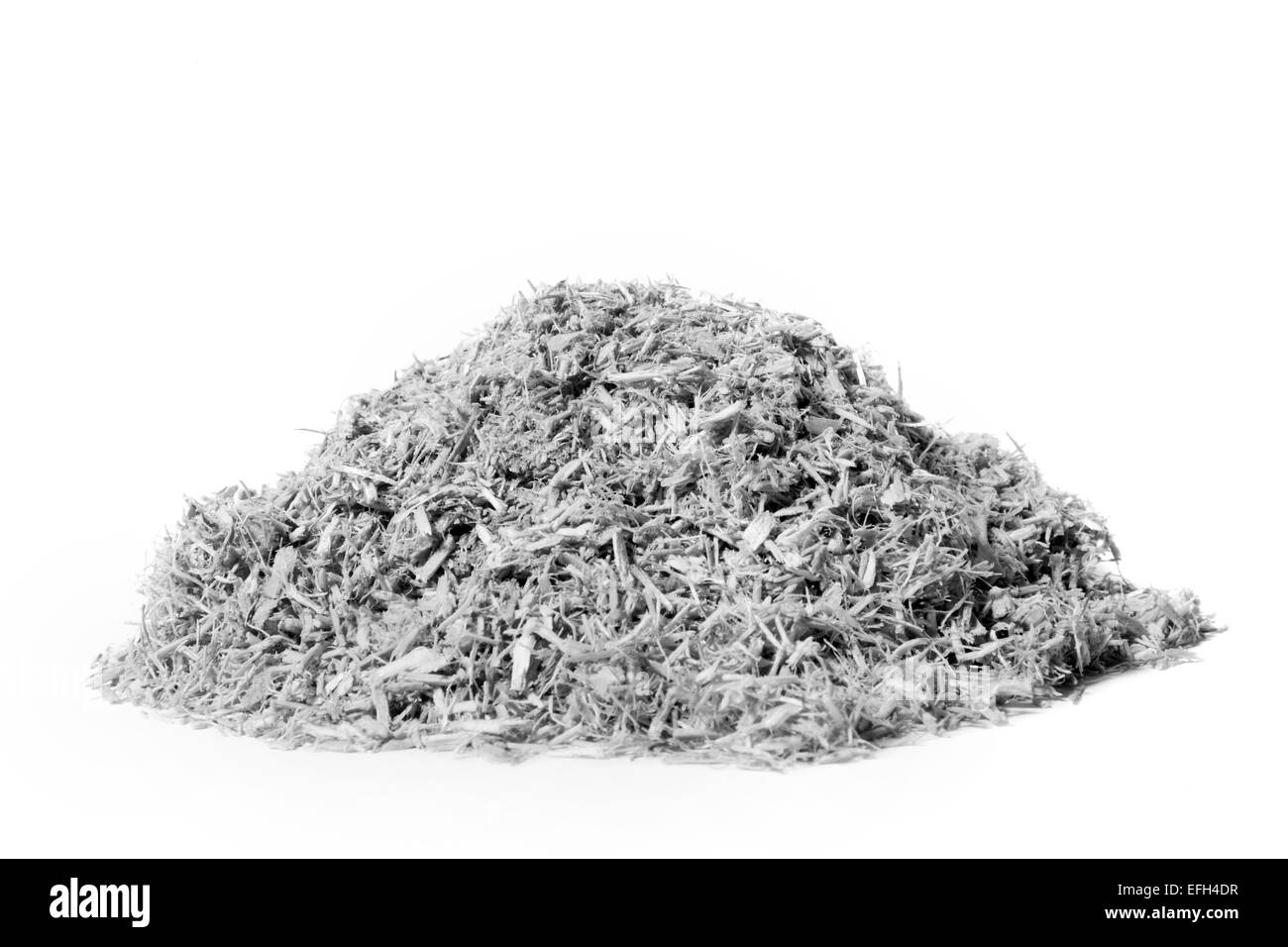 Forstwirtschaftliche Abfälle Holzwolle für Biomasse, Schwarz und Weiß Stockfoto