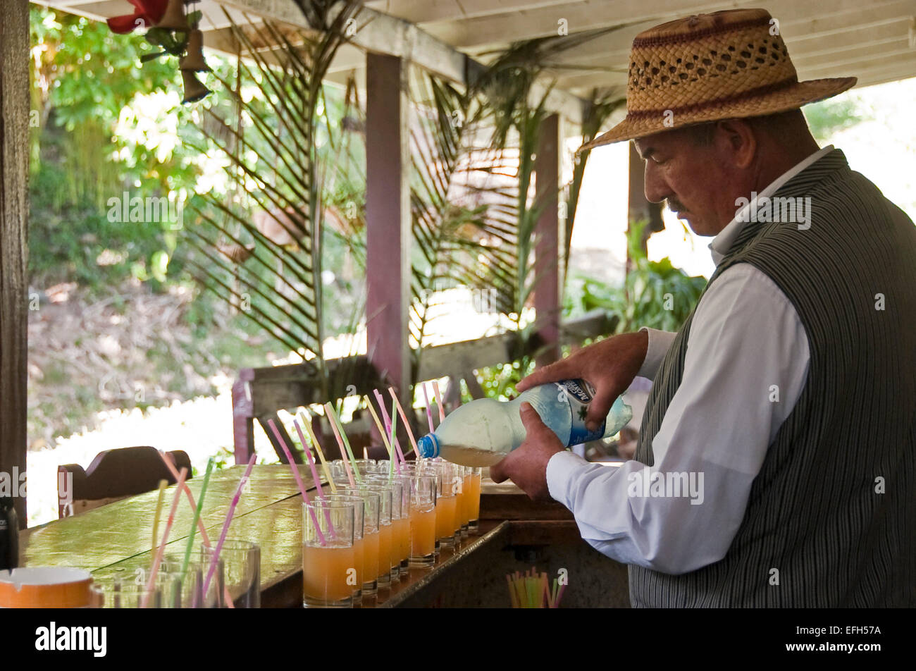 Horizontale Ansicht der kubanischen Barkeeper machen rum Cocktails. Stockfoto