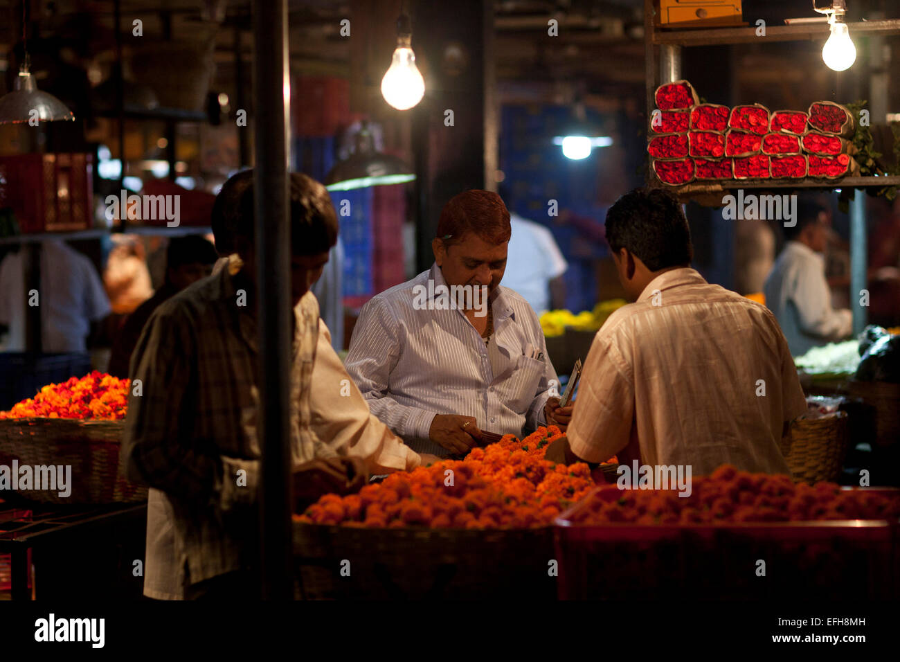 Dadar Blumenmarkt in Mumbai, Indien Stockfoto