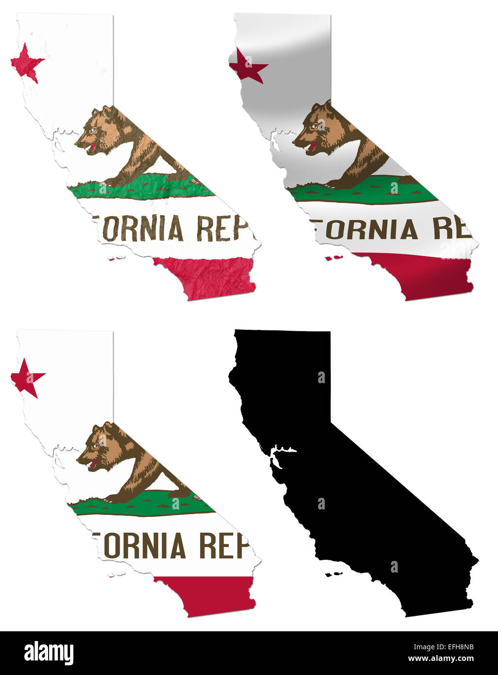 USA-California-Staatsflagge über Karte Stockfoto