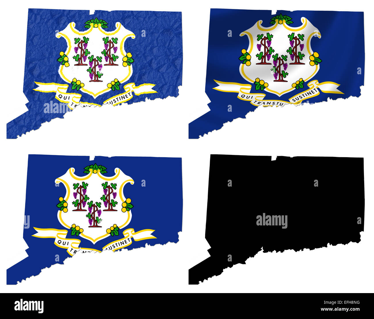 US-Connecticut State Flag über Karte Stockfoto