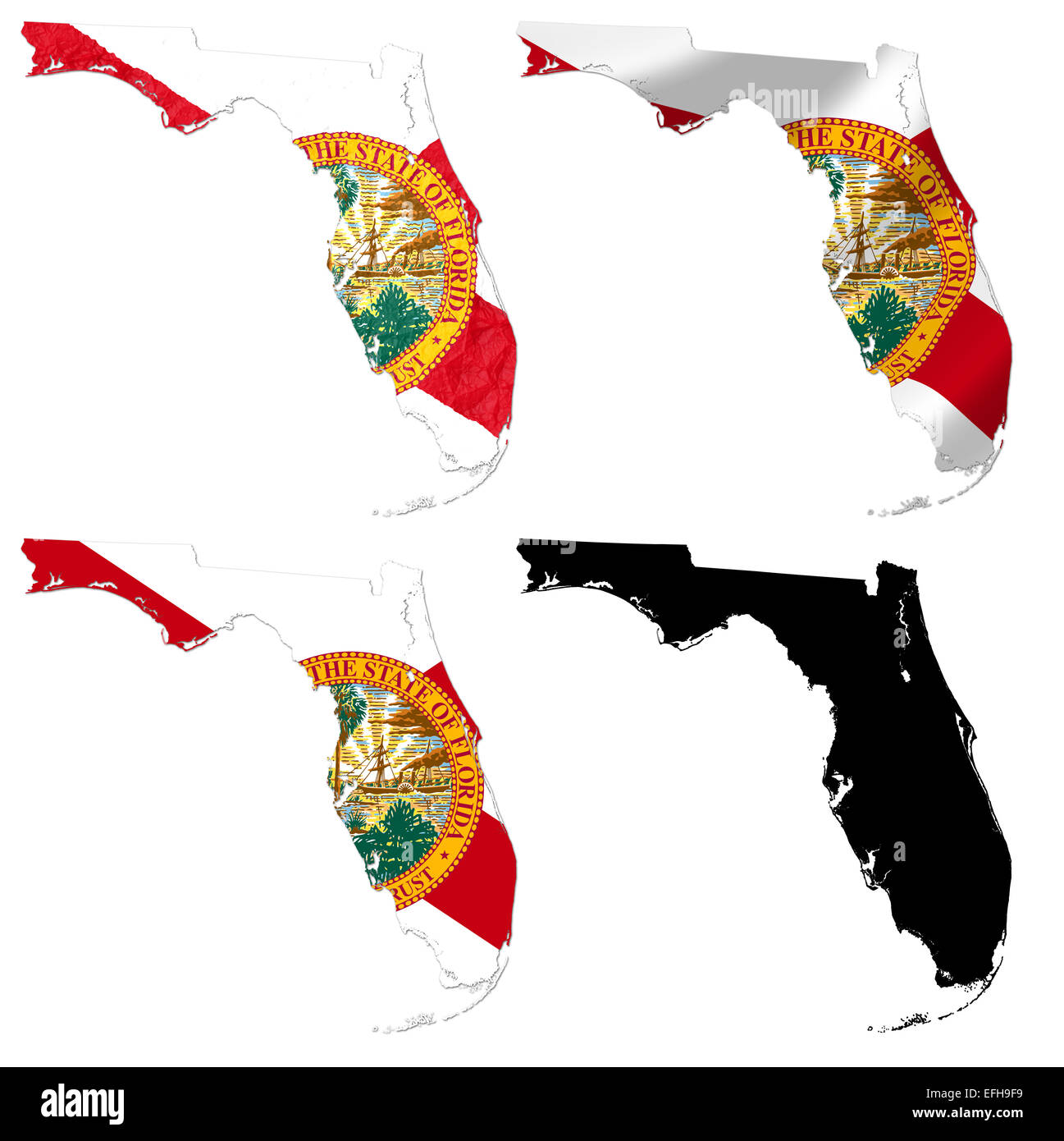 USA-Florida-Staatsflagge über Karte Stockfoto