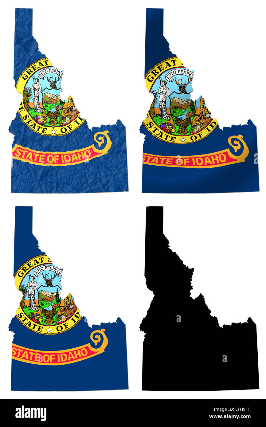 USA-Idaho-Staatsflagge über Karte Stockfoto