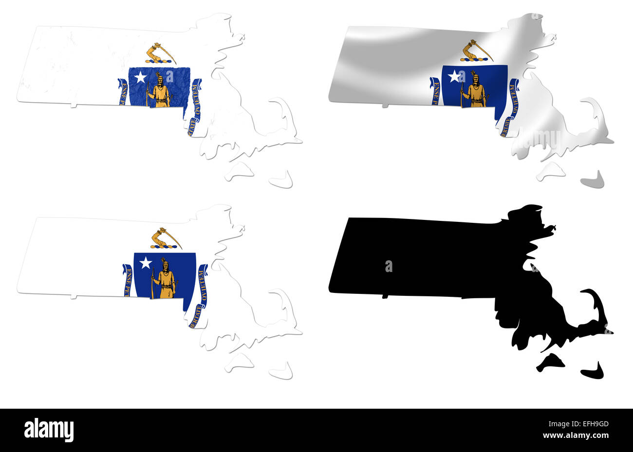 US-Massachusetts Zustand-Markierungsfahne über Karte Stockfoto