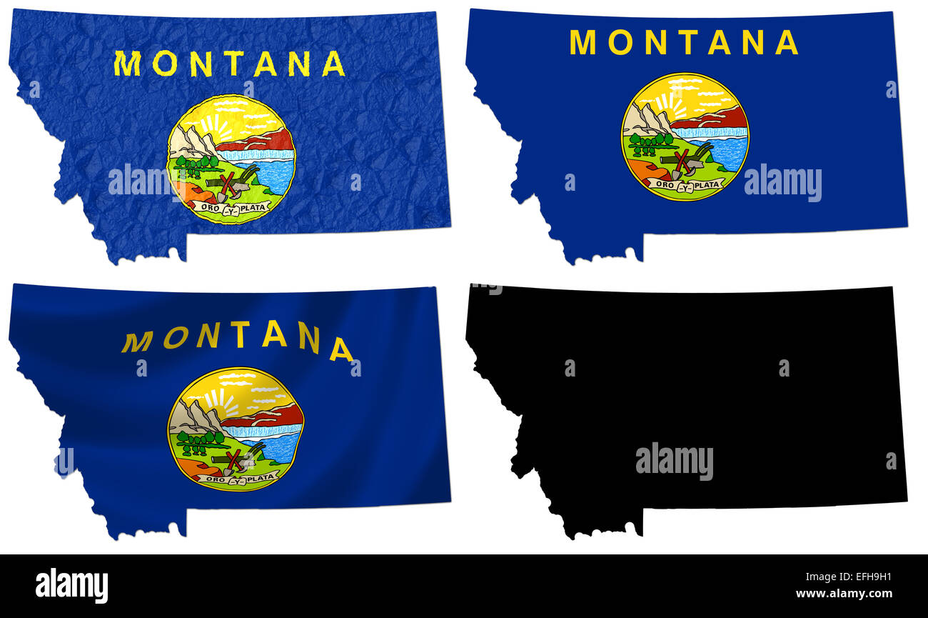 USA-Montana Staatsflagge über Karte collage Stockfoto