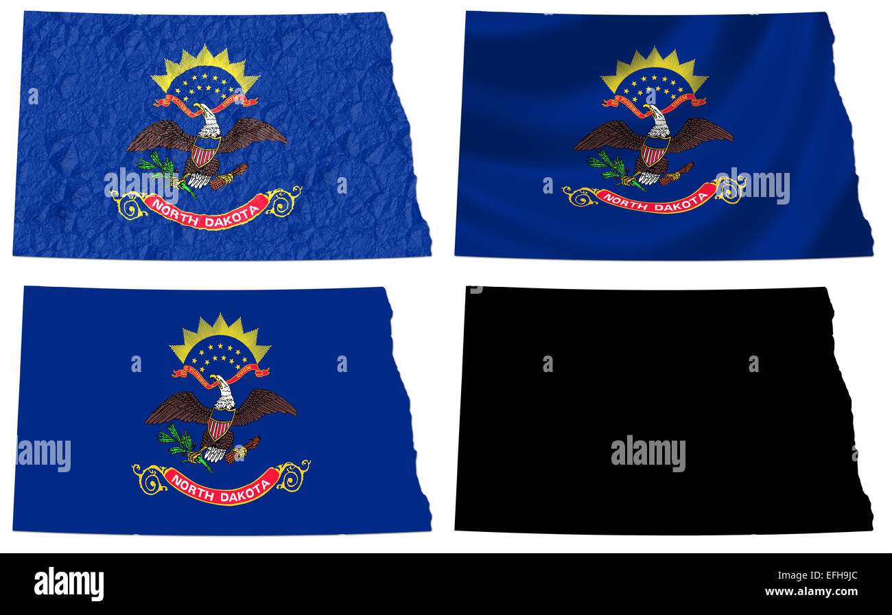 US-North Dakota Zustand-Flagge über Karte Stockfoto